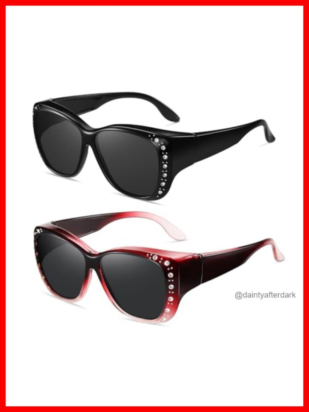 Polarized Fit Over Glasses Sunglasses Rhinestone UV400 Retro Women